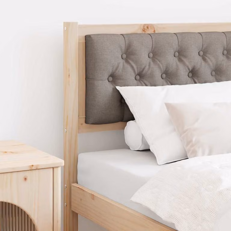 Testiera per letto imbottita vidaXL in legno di pino massello, colore marrone, beige e grigio