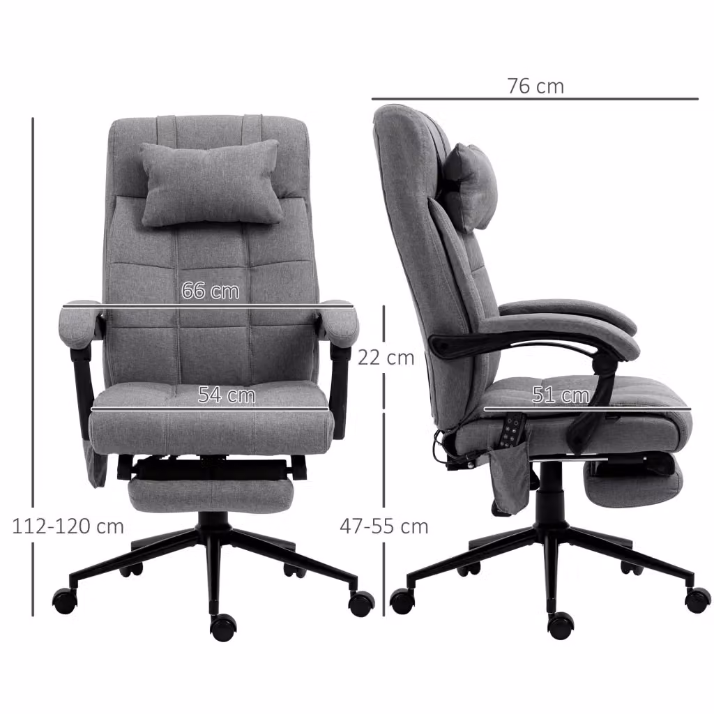 Sedia da ufficio ergonomica WISHDOR grigia con poggiatesta e poggiapiedi, moderna e regolabile per home office – 2