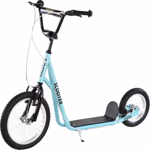Monopattino per bambini e grandi 135 x 58 x 94 cm pneumatici gonfiabili manubrio regolabile moderno tendenza in acciaio azzurro 21_0000669