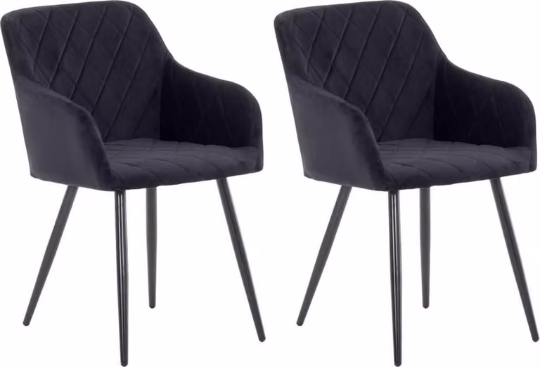 set di 2 sedie da pranzo - braccioli - comfort eccezionale | Colore: Nero | Materiale: Morbido