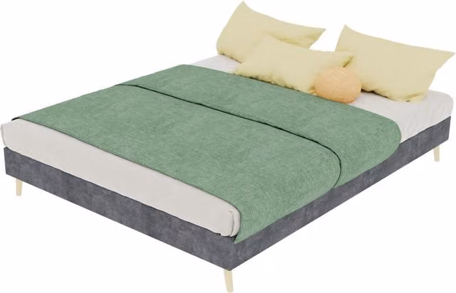 Struttura letto 140x200 grigia in velluto e metallo， con materasso， senza materasso