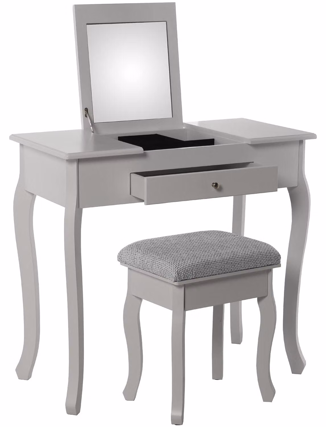 Comò con cassetto, specchio e panca, dimensioni 80x40x74 cm