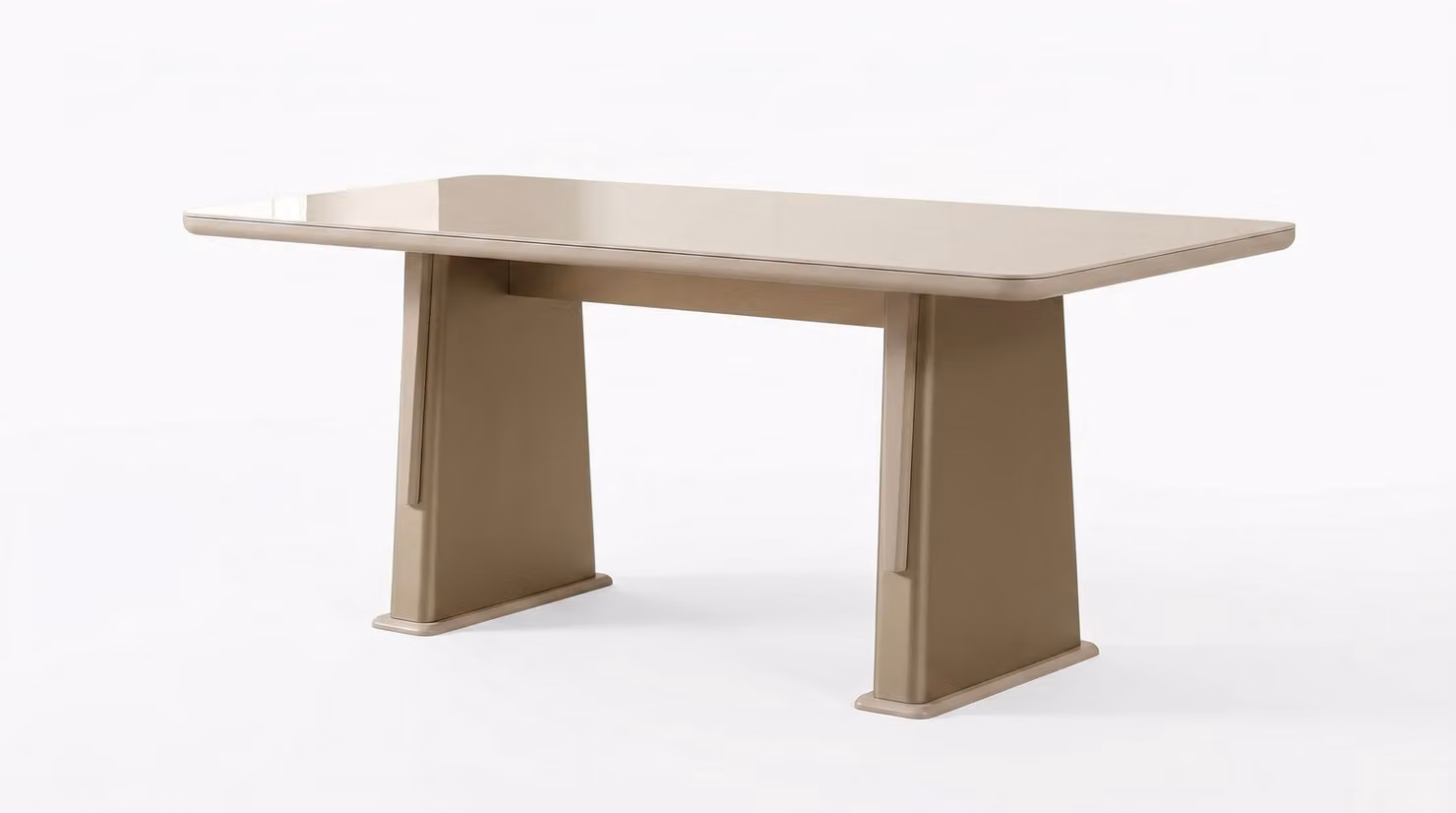 Tavolo da pranzo beige, stile moderno, elegante, armonioso, minimalista, raffinato