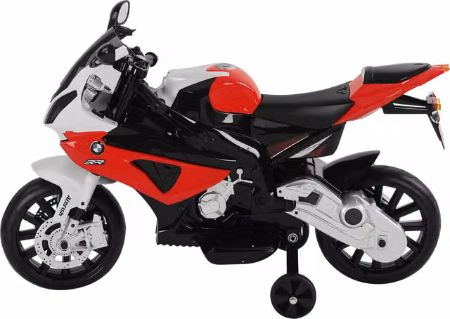 Moto Elettrica BMW RR 12V Homcom per Bambini 3-8 Anni con Luci e Suoni, Nero e Rosso