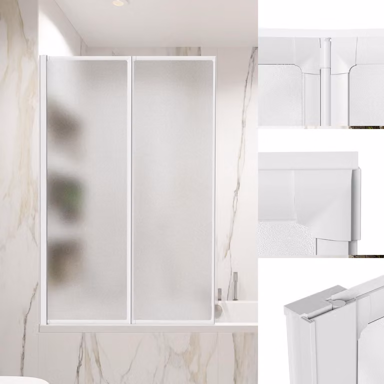 Izrielar 100x140 cm Parete pieghevole per vasca da bagno con pannello doccia, separé doccia, altezza 140 cm, parete pieghevole per doccia, bianco
