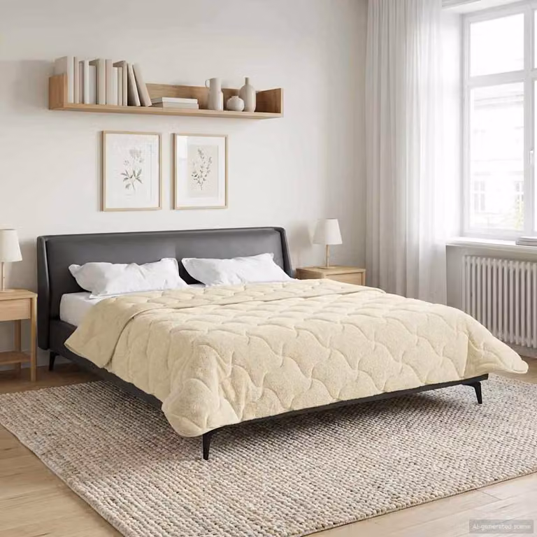 Piumino estivo reversibile vidaXL in microfibra traspirante, beige, L: 220 cm x P: 260 cm