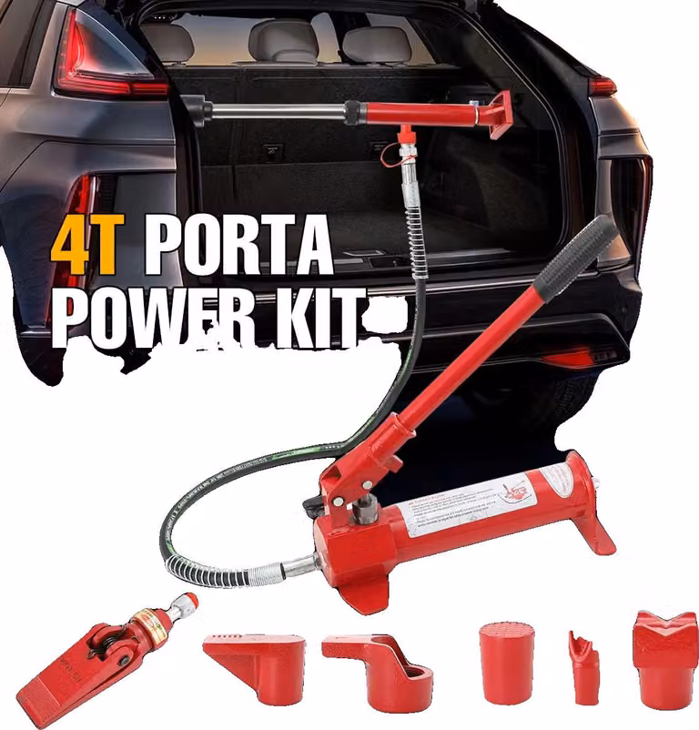 Sollevatore idraulico, capacità di sollevamento 4 tonnellate, corsa cilindro idraulico 125 mm, include 4 tubi di prolunga, protezione automatica da sovraccarico, versatile per riparazioni auto