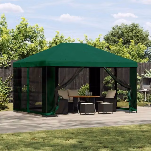 Gazebo da giardino con pareti laterali 4 × 3 m Verde 900389
