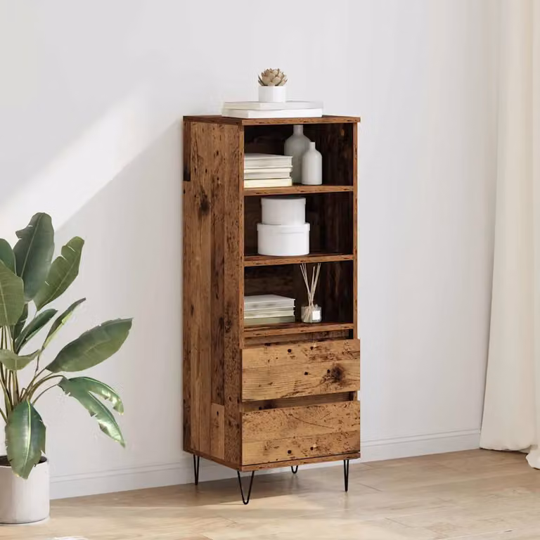 Credenza moderna vidaXL in legno e metallo marrone L: 40 cm, P: 36 cm, H: 110 cm