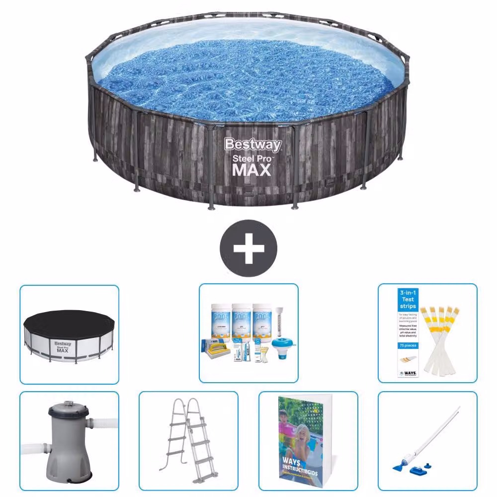 Piscina gonfiabile Bestway Steel Pro MAX, rotonda, 427x107 cm, composta da 6 parti, modello S658