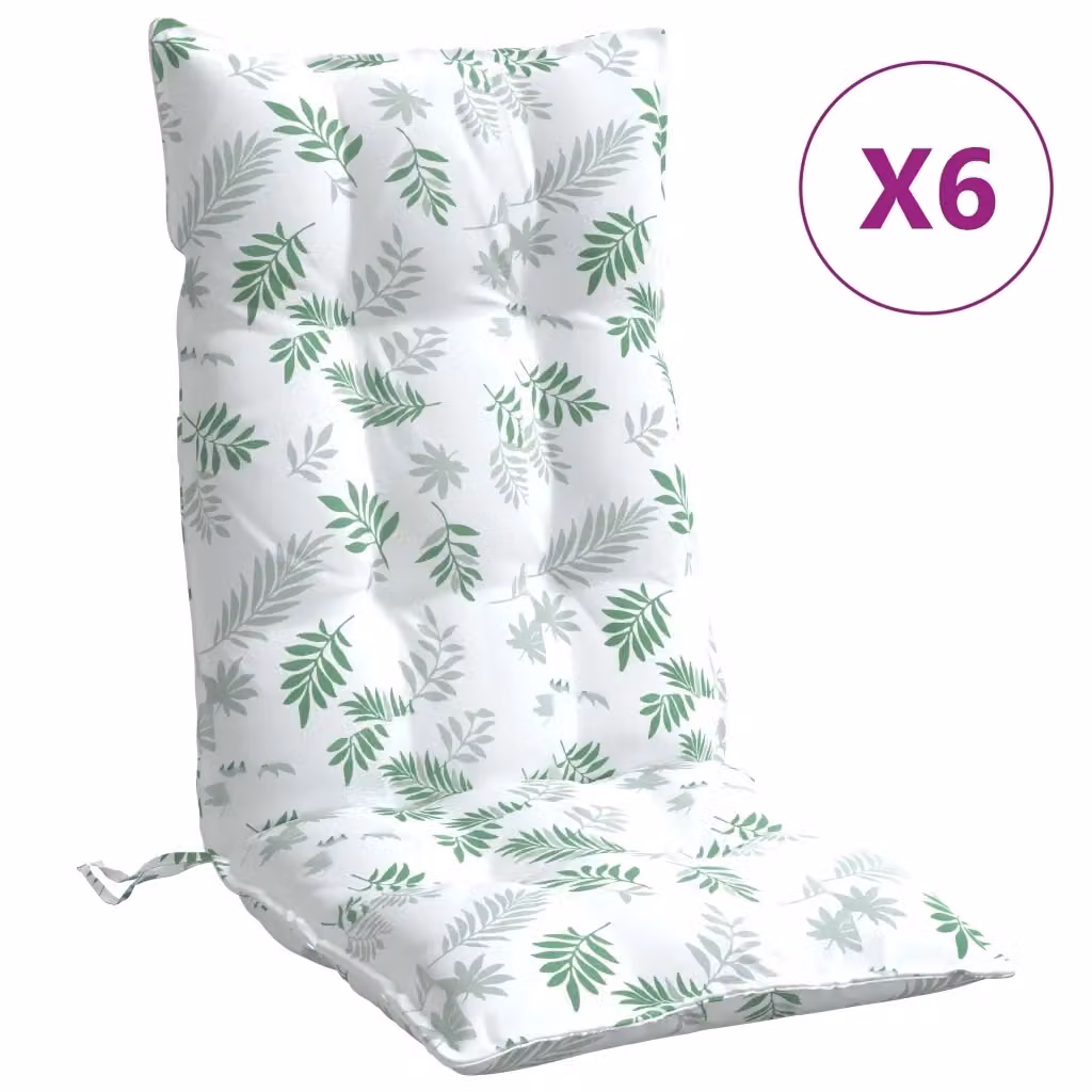 Set di 6 cuscini per sedia con schienale alto vidaXL in tessuto Oxford idrorepellente e traspirante con motivo foglie – 2