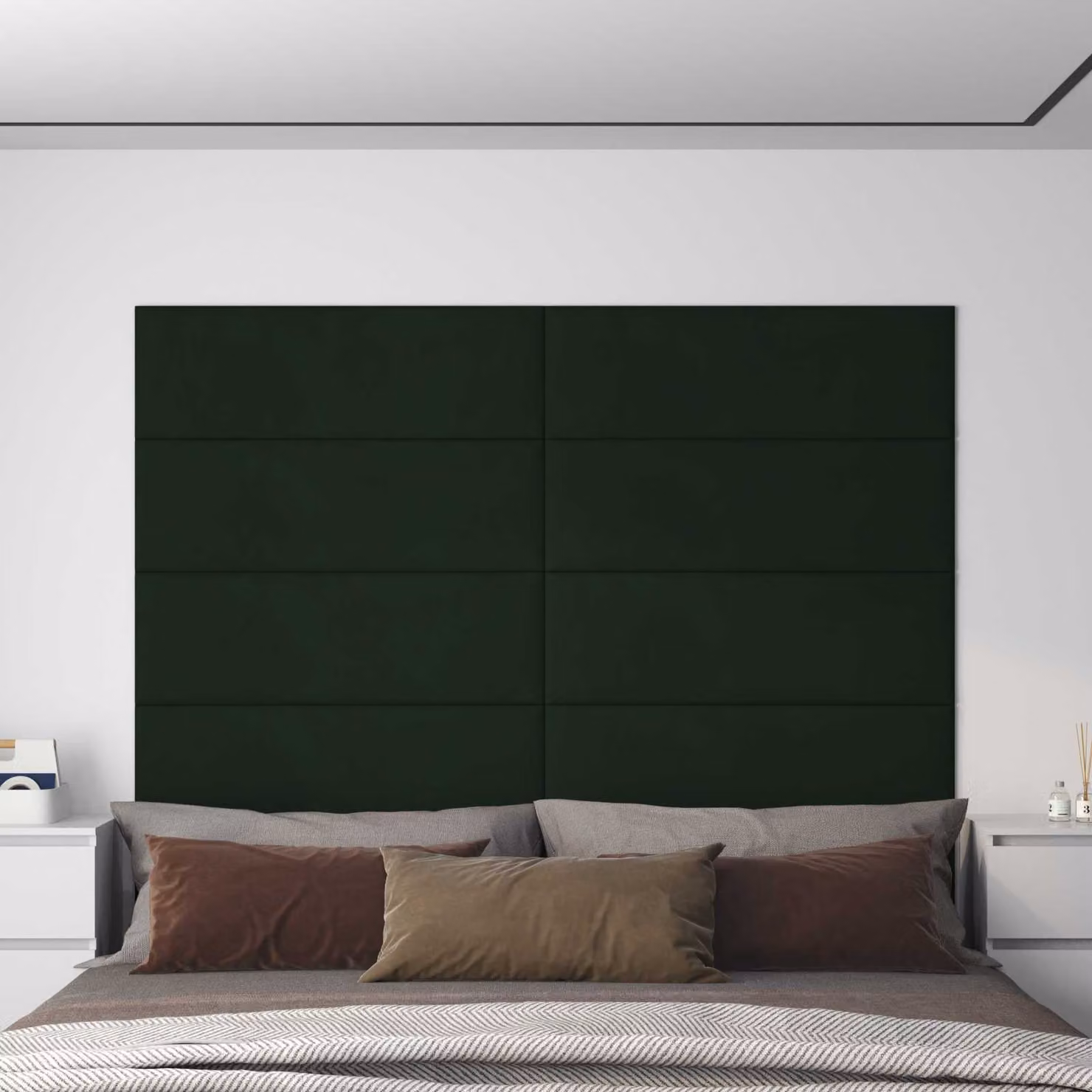 vidaXL Testiera da Parete Imbottita in Velluto Verde con 12 Pannelli Moderni