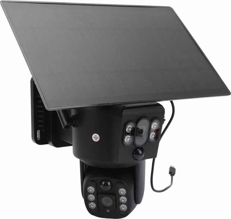 Telecamera di sorveglianza solare, 8 MP, 4K, doppio obiettivo, wireless, visione notturna a colori, interfono a 2 vie, rilevamento umano, IP55, impermeabile, per uso esterno