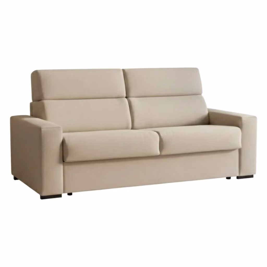 Divano 3 posti Ozegna DMORA Made in Italy, rivestimento in tessuto beige sfoderabile, struttura in legno, L: 220 cm, P: 95 cm – 2