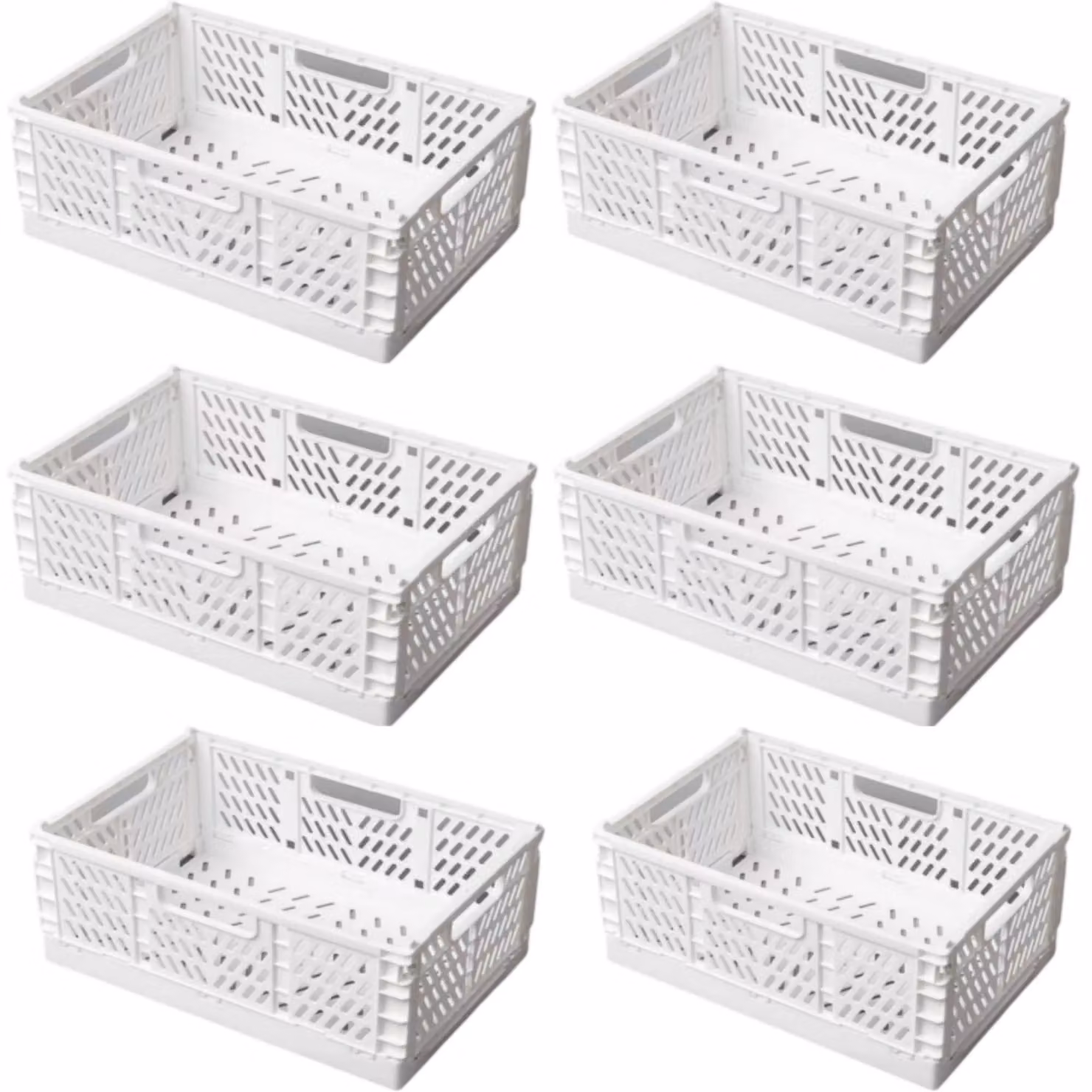 Solidchoice - Set di 6 contenitori pieghevoli in plastica, colore bianco