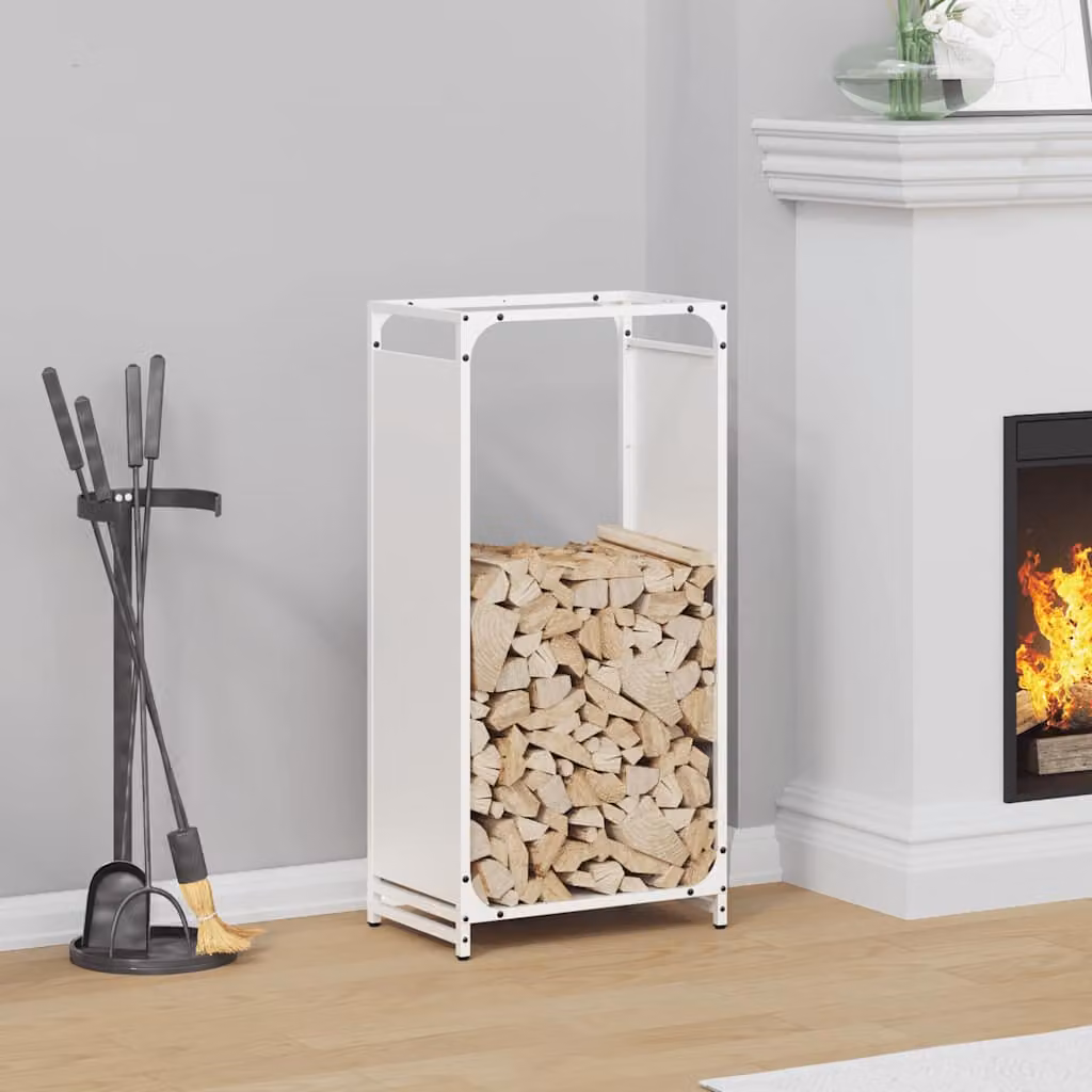 Rastrelliera per legna da ardere vidaXL bianca L 44 cm x P 28 cm x H 90 cm