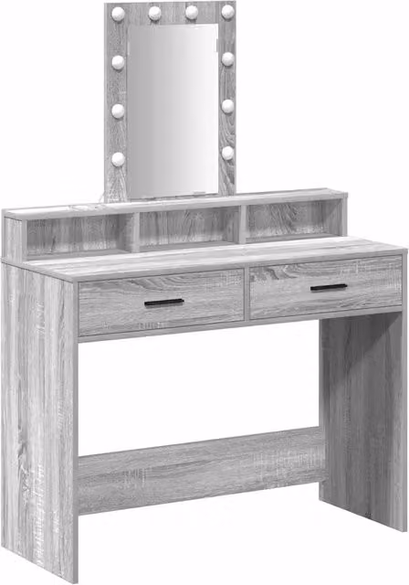 Toeletta Hollywood LED moderna in legno multistrato grigio L: 100 cm, P: 41 cm, H: 140 cm