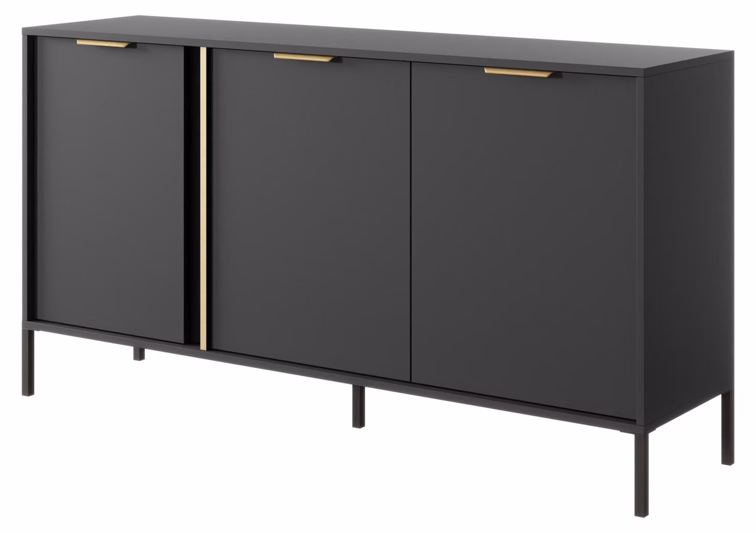 Comodino per soggiorno o camera da letto, con 3 ante, colore antracite, dimensioni 153 x 39,5 x 81 cm