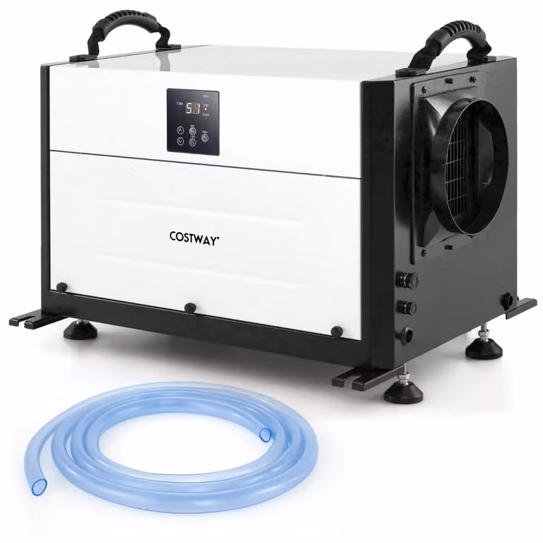 Deumidificatore industriale Costway con sbrinamento automatico e tubo di drenaggio, Bianco