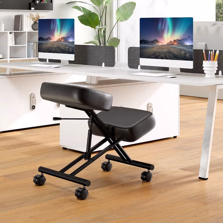 Sedia ergonomica da inginocchiamento Costway con sedile angolato regolabile in altezza, Nero