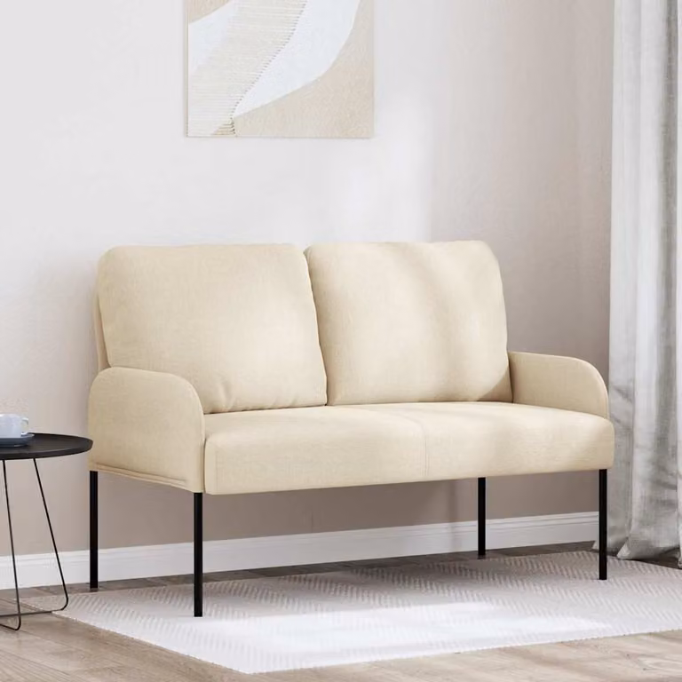 Divano vidaXL con cuscini in tessuto beige per soggiorno L: 115 cm, P: 80 cm, H: 56 cm
