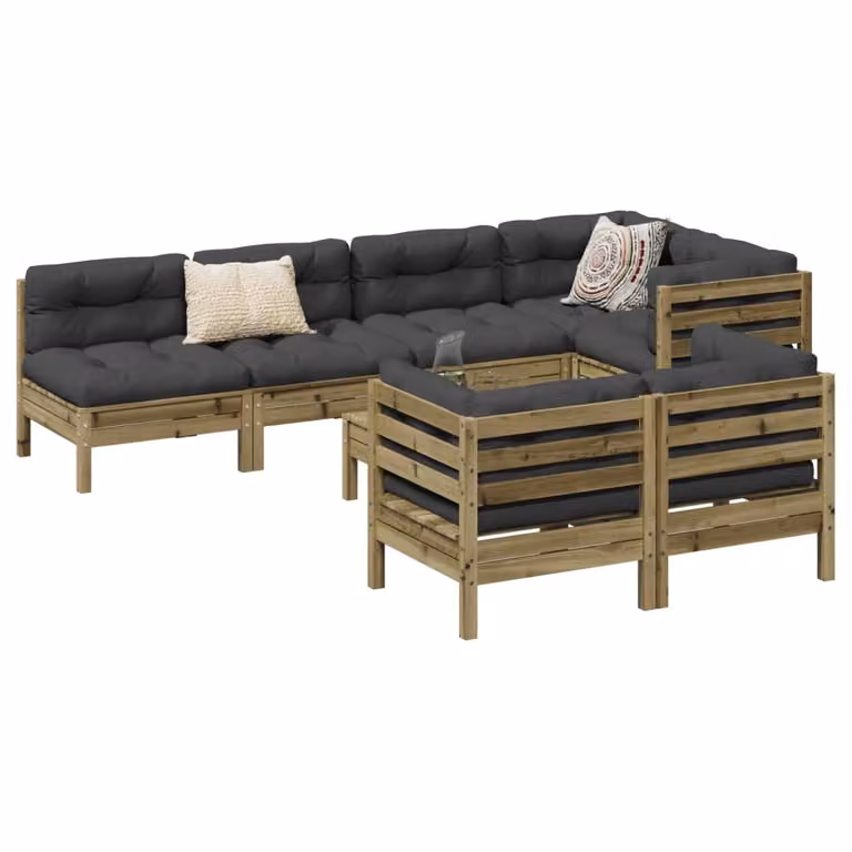 Maison Exclusive - Set da giardino composto da 8 pezzi con cuscini, in legno di pino trattato