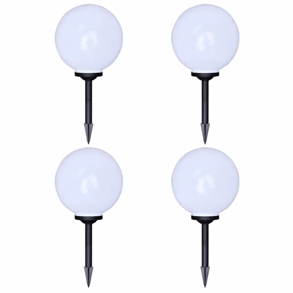 Set di 4 lampade solari LED a sfera vidaXL per giardino e sentiero, colore bianco, con picchetto e sensore crepuscolare, Altezza: 30 cm – 2