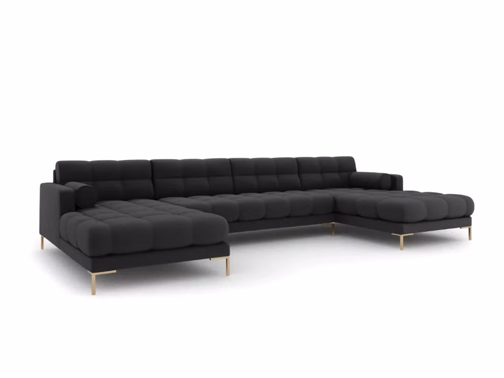 Divano panoramico Bali a 7 posti Cosmopolitan Design in tessuto grigio scuro con struttura a L e seduta sinistra L: 383 cm, P: 185 cm, H: 75 cm – 2
