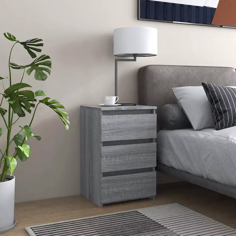 Comodino sospeso vidaXL in legno e MDF, Grigio opaco, L 40 cm x P 35 cm x H 62,5 cm