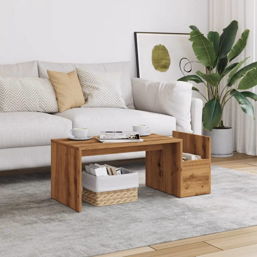 vidaXL Tavolino da Salotto Moderno Marrone in Legno MDF L: 90 cm, P: 45 cm, H: 35 cm