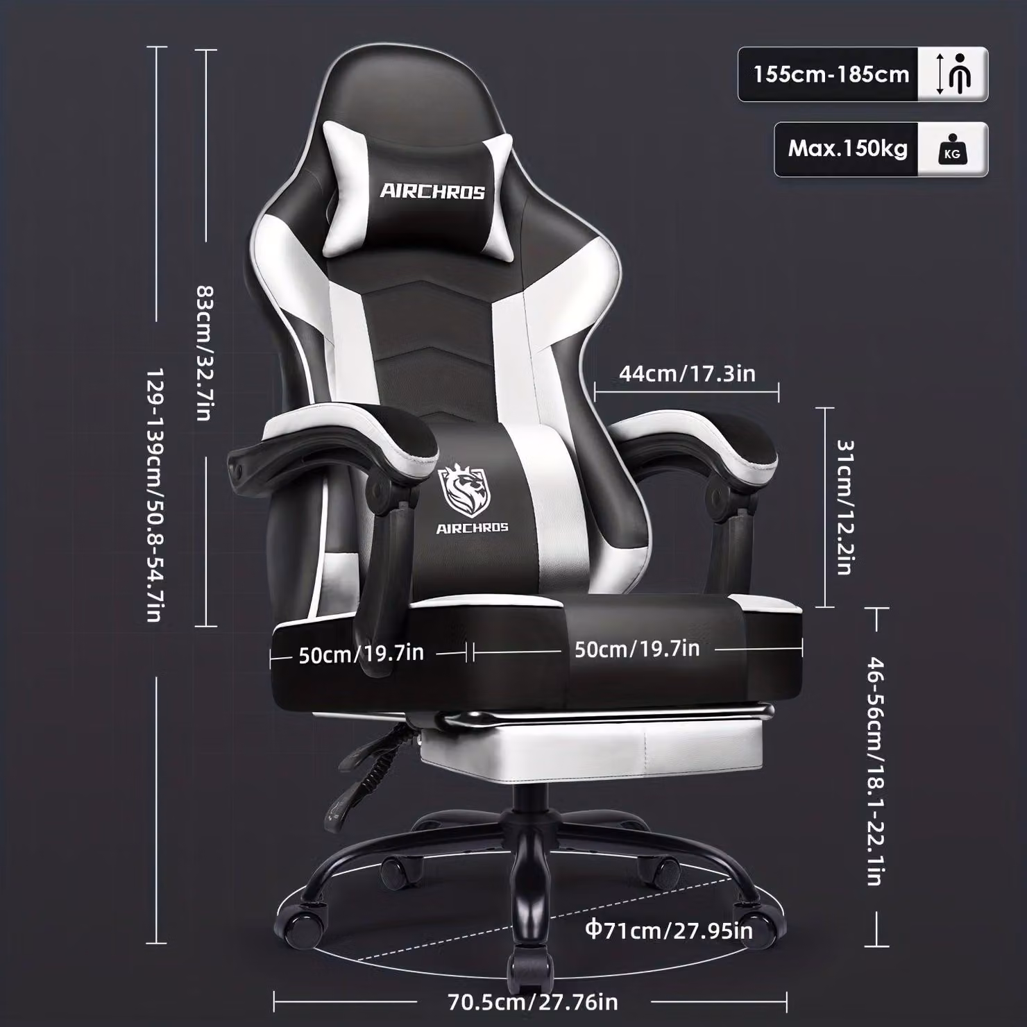 Sedia da gaming – Sedia ergonomica da scrivania con poggiapiedi e schienale regolabile