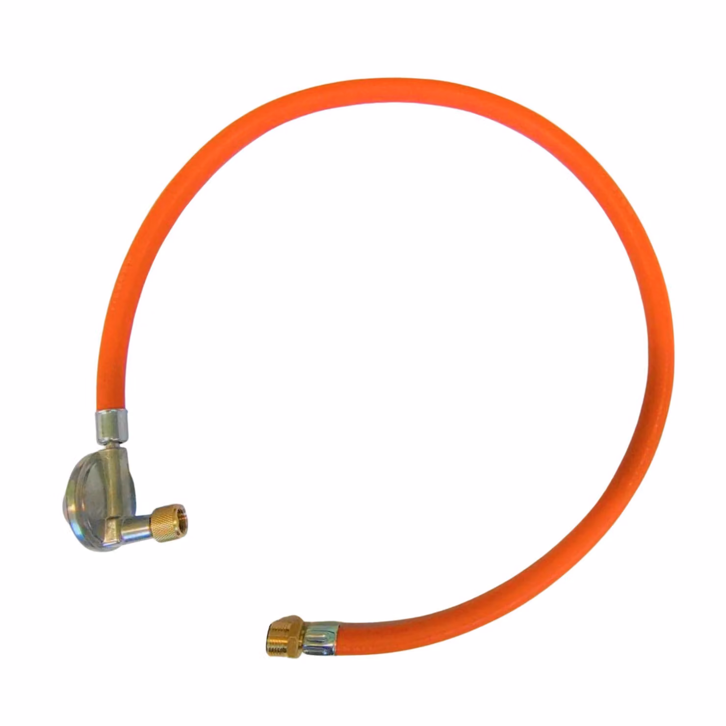 Tubo flessibile per gas propano-butano Zatech da 3 m, 20 bar, Ø 9 mm con riduttore Bradas 37 mBar, filettatura 3/8" con raccordo esterno da 21,8" per il collegamento della bombola del gas.