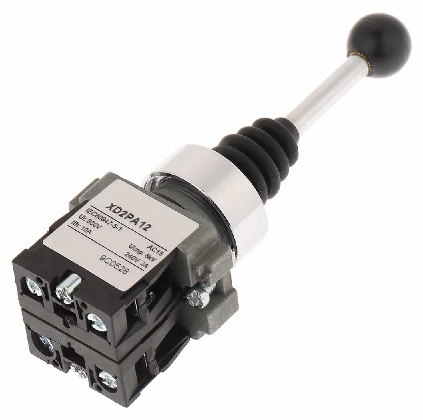 Interruttore joystick, 2 contatti normalmente aperti (NA), autobloccante, grado di protezione IP55, foro di montaggio da 22 mm