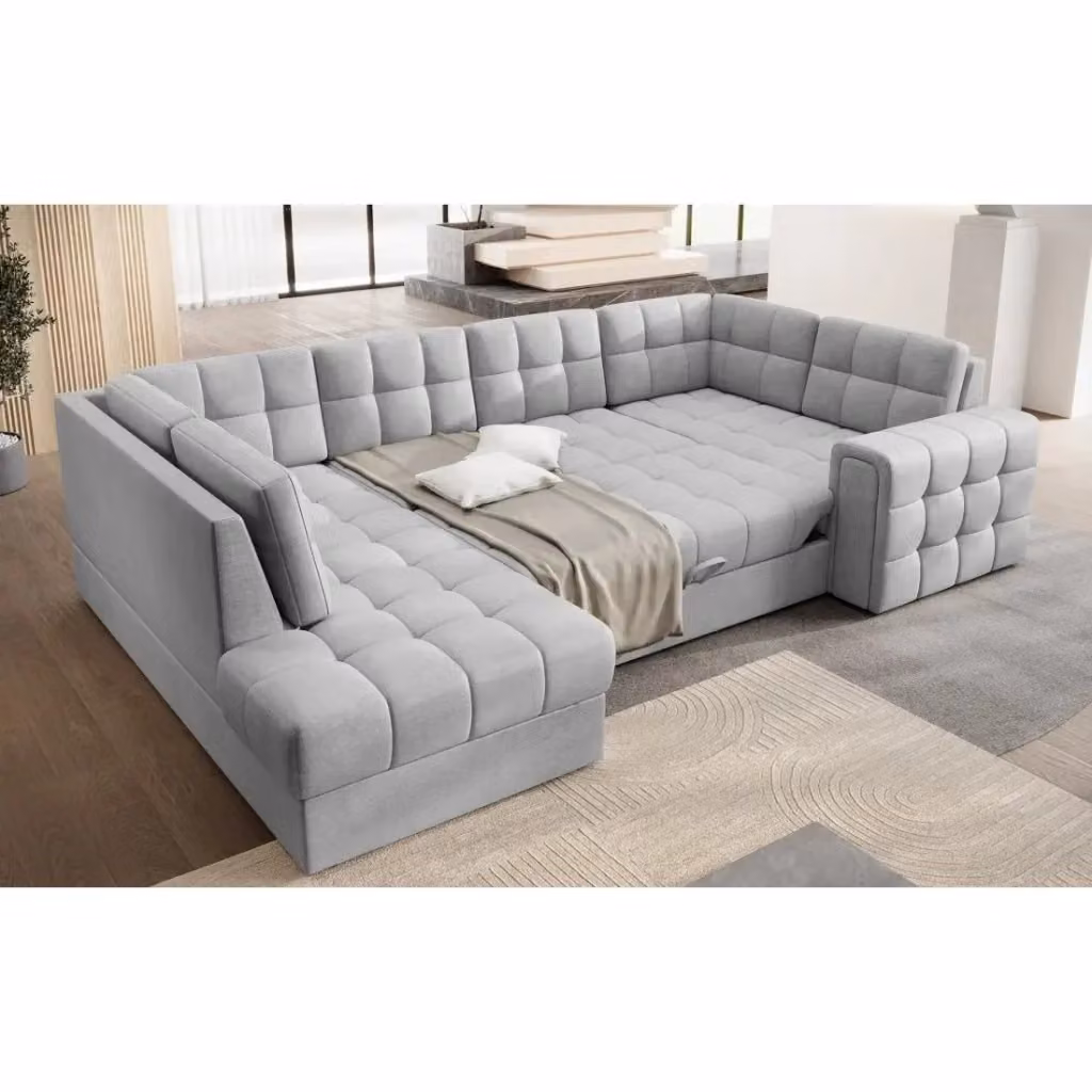 Divano angolare convertibile MONTEZA MEUBLORAMA grigio con contenitore e letto, L: 299 cm – 2
