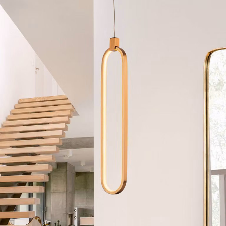 Schuller Valencia Lampada LED a sospensione Colette, oro rosa, 1 luce Colette, Ottone / Oro, Soggiorno / Sala da pranzo, Alluminio, Moderno