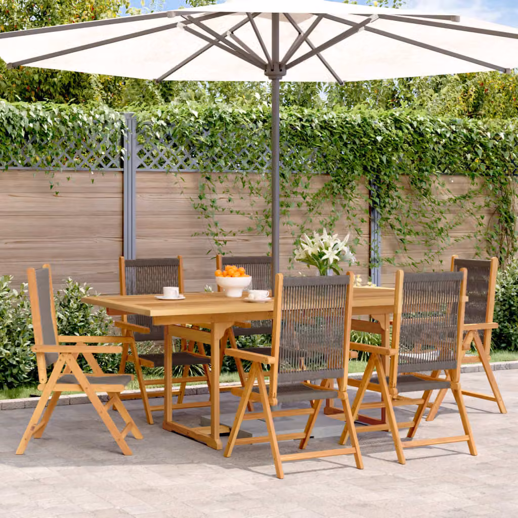 Maison Exclusive - Set da pranzo da giardino 7 pezzi in polipropilene e legno massello, grigio