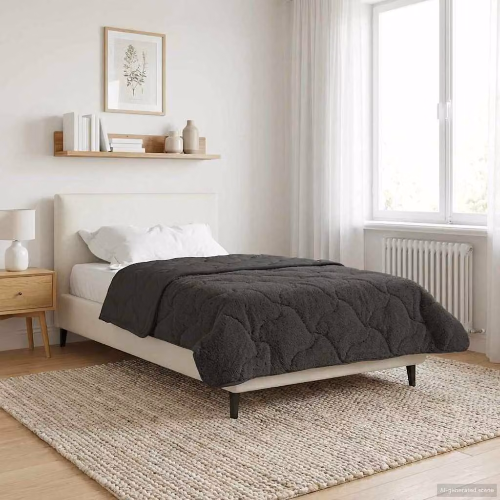 Piumino Letto Estivo vidaXL Antracite Traspirante e Reversibile L/P/H: 155 x 220 cm