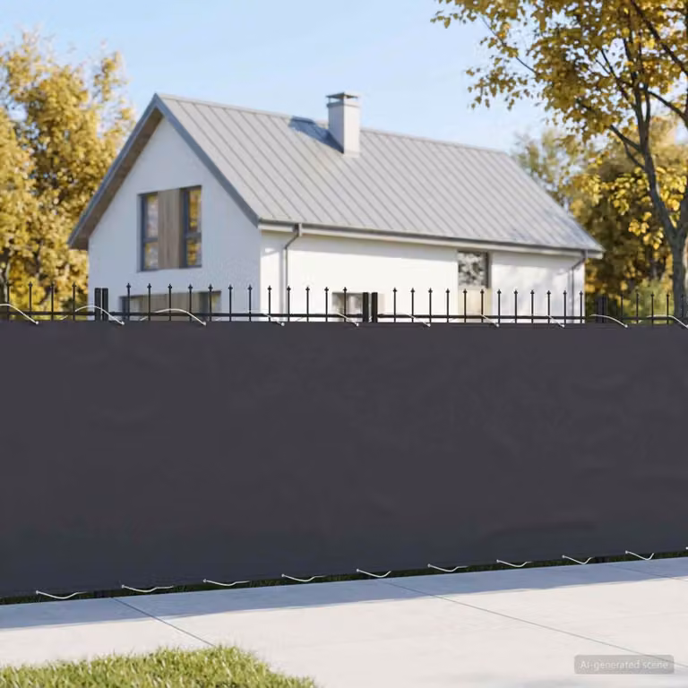 Schermo di privacy per balcone vidaXL in poliestere, disponibile in nero o grigio, L: 600 cm, H: 150 cm