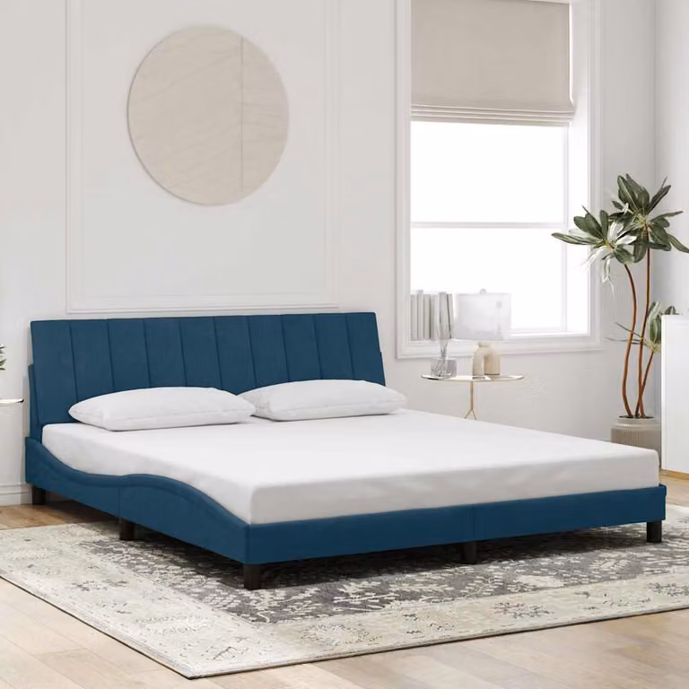 vidaXL Giroletto Hanko senza Materasso in Velluto Blu L: 180 cm, P: 200 cm, H: 185 cm
