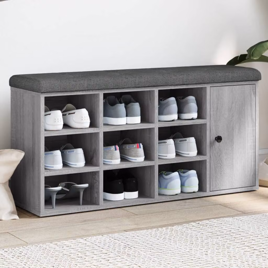 Panca porta scarpe vidaXL moderna in legno e MDF grigia L: 110 cm, P: 32 cm, H: 50 cm