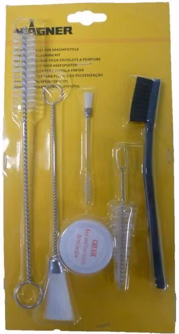 Set di pulizia per pistole a spruzzo Wagner, 2 spazzole, 3 scovolini, grasso