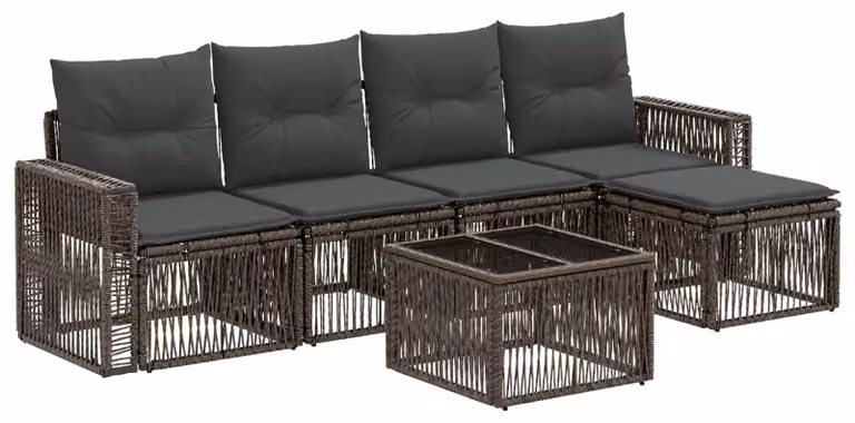 Set Divano da Giardino 6 pcs Grigio e Grigio Scuro polyrattan