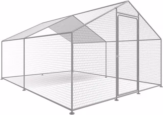 Recinto per galline Habitat et Jardin in acciaio zincato argento, 9 m², L: 3 m, P: 3 m, H: 2 m – 1