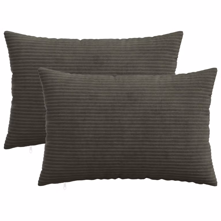 Set di 2 federe vidaXL HEERLEN in velluto a coste, colore antracite, 50 x 70 cm