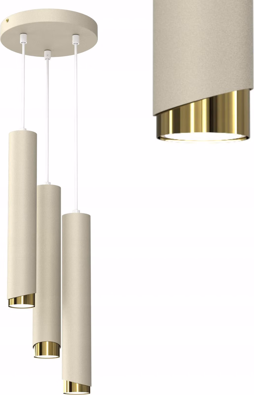 Lampada da soffitto a sospensione tubolare in metallo con attacco GU10, modello Loft Spot, colore beige, ICICI