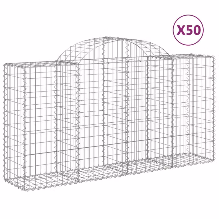 Cesti Gabbioni ad Arco 50 pz 200x50x100/120 cm Ferro Zincato