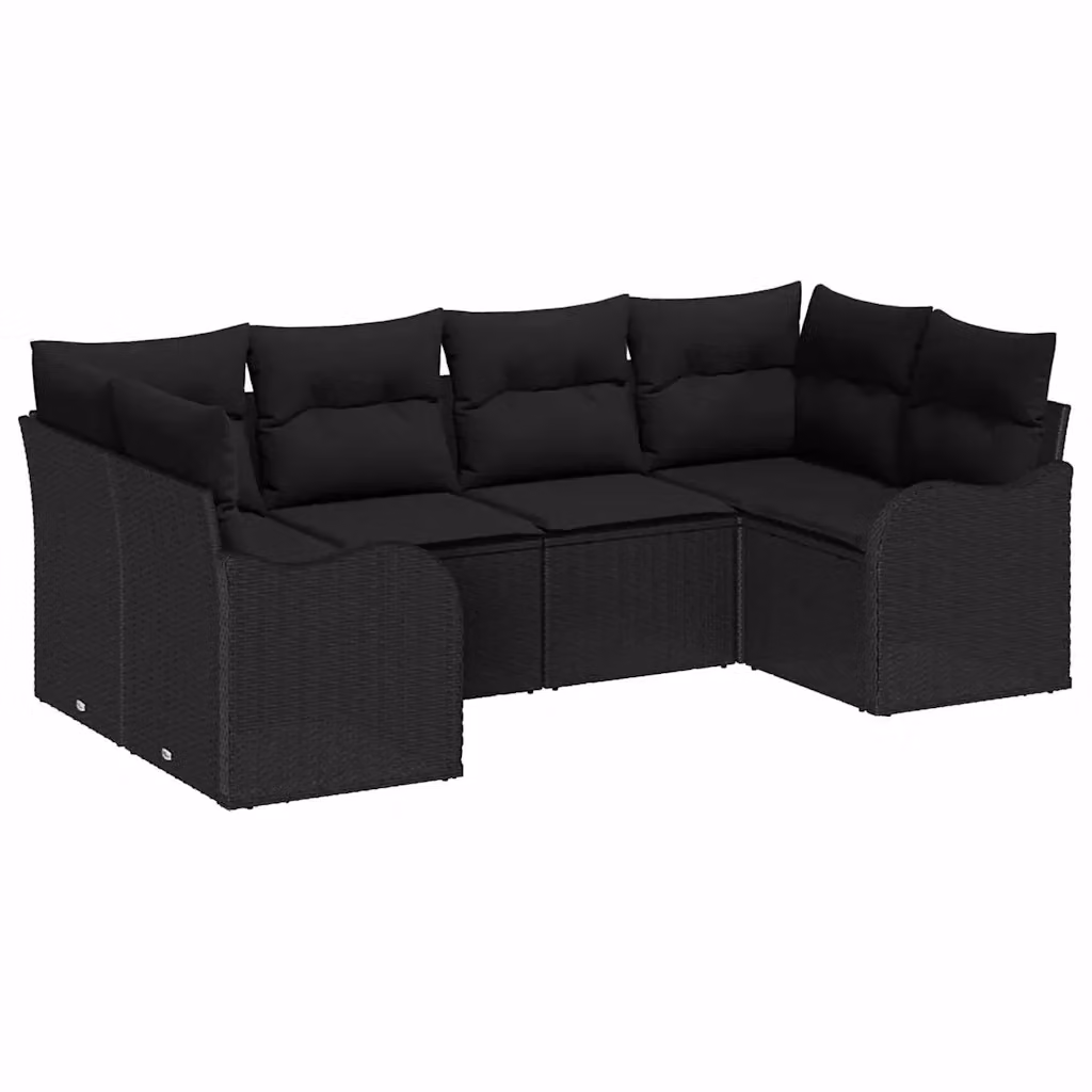Set Divano da Giardino a L vidaXL 6 pz Nero con Cuscini e Struttura in Metallo e Polyrattan – 2