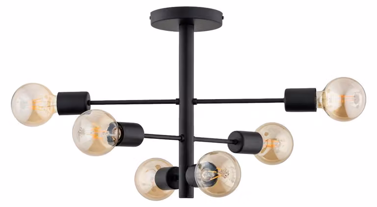 Lampada a sospensione BRISK nera 6xE27x15W in metallo, dimensioni: 40x30x55 cm, IP20, Alfa