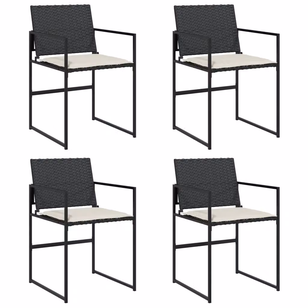 Set di 4 sedie da giardino vidaXL in polyrattan nere con cuscini in tessuto resistente ai raggi UV – 2