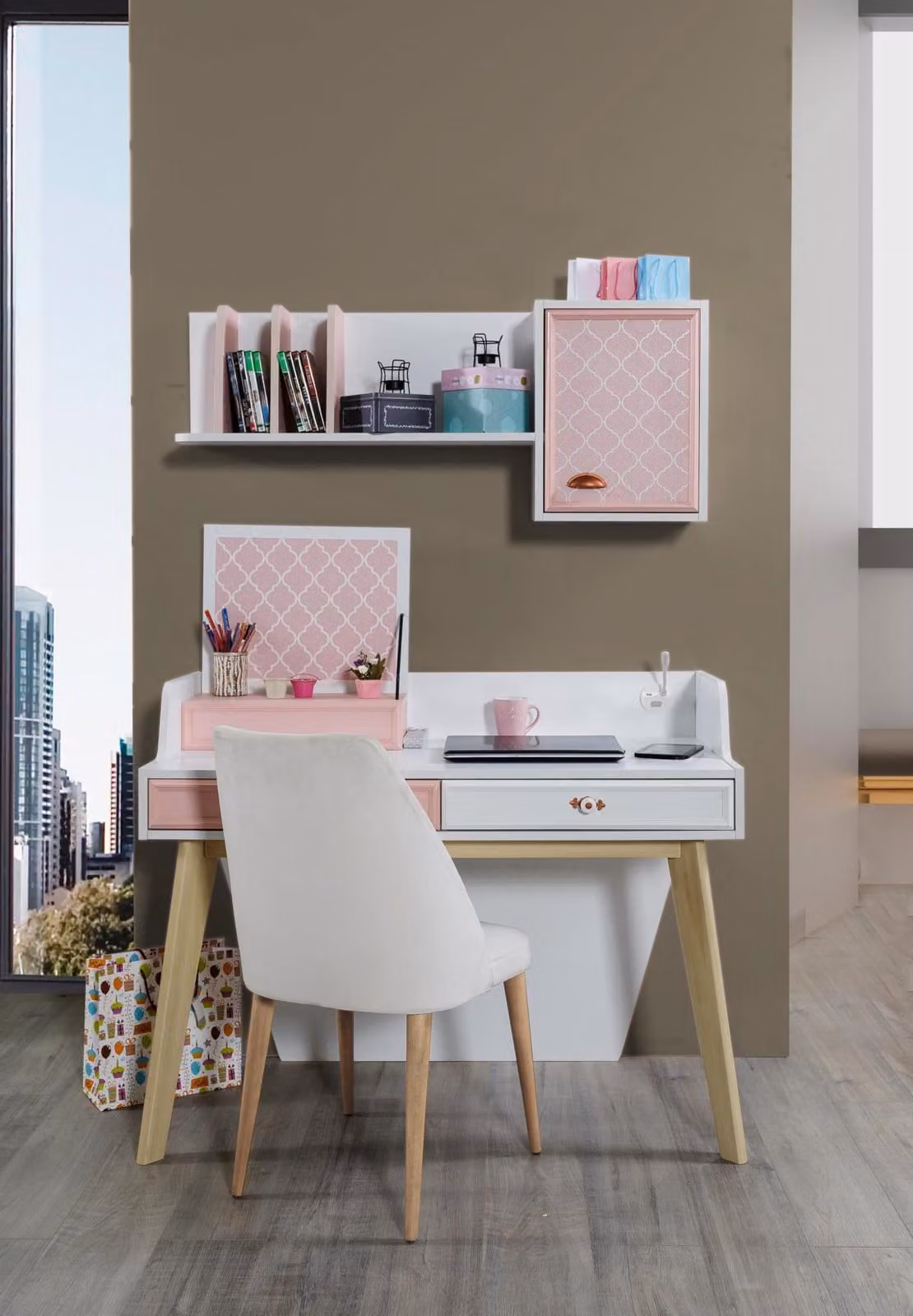 Schreibtisch Wandregal Holz Kinderzimmer Schreibtische Zimmer Möbel Design Rosa